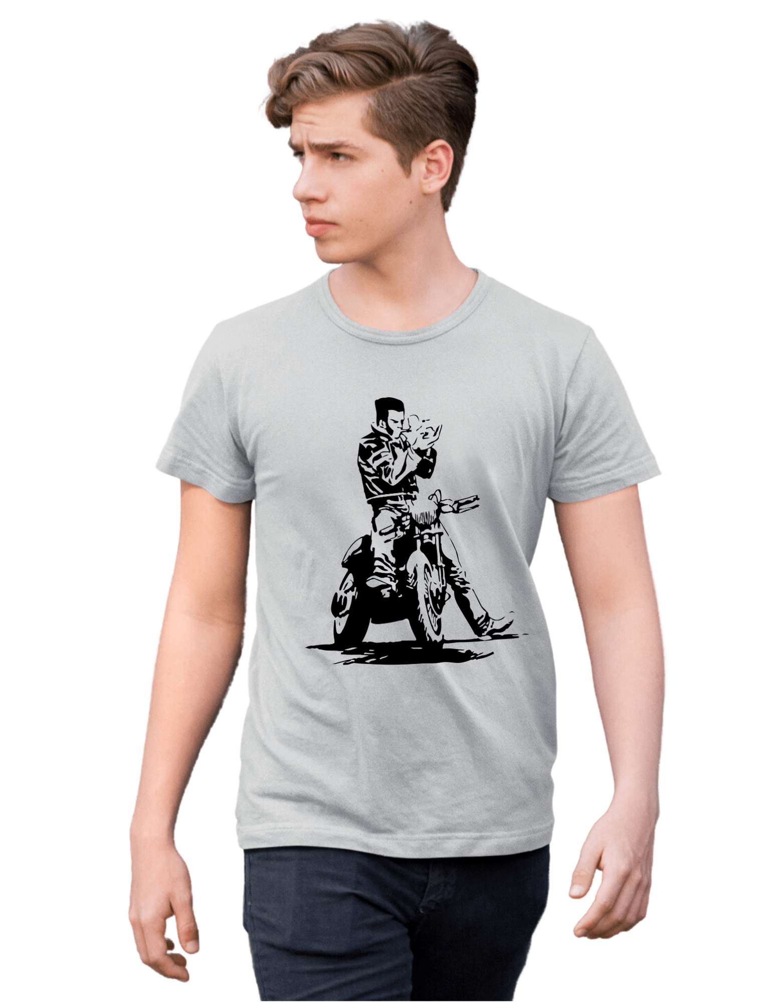 ROUND NECK | MEN | GREY | SMOKIN' BIKER - Teestra
