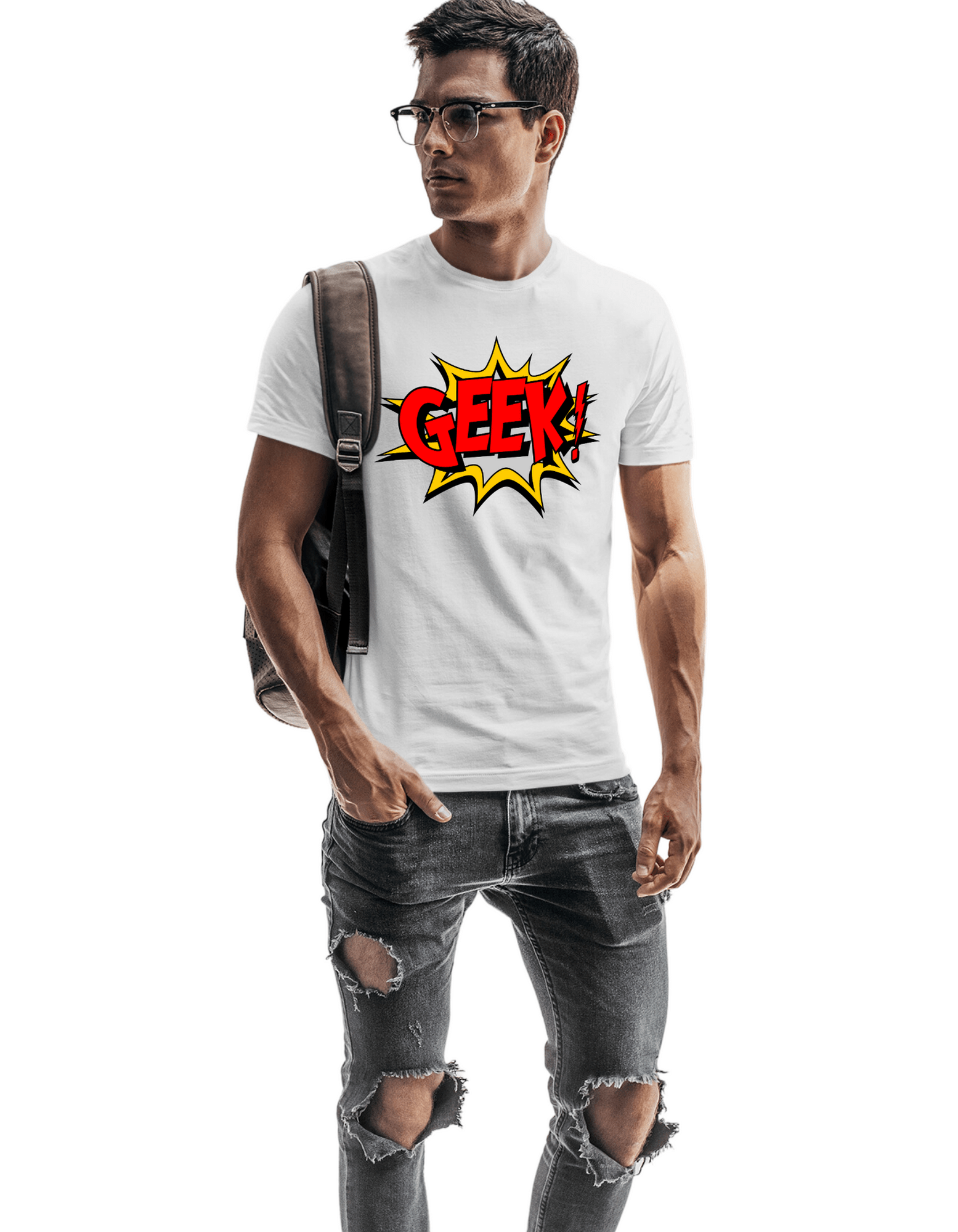ROUND NECK | MEN | WHITE | GEEK - Teestra