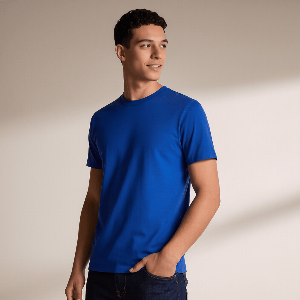Royal Blue Plain Round Neck Tshirt - Teestra
