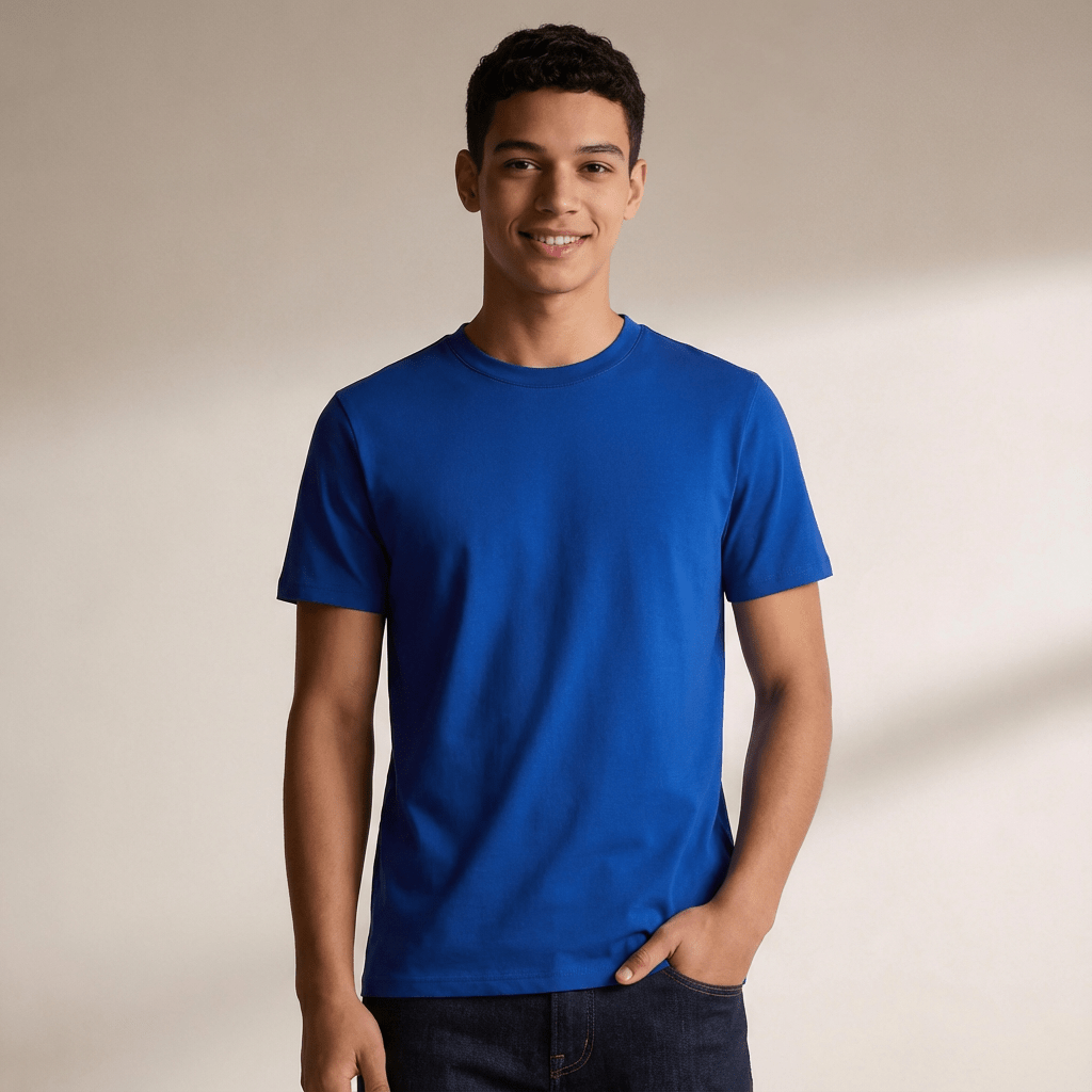 Royal Blue Plain Round Neck Tshirt - Teestra