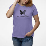 SET YOURSELF FREE PRINTED TSHIRT - VIOLET - Teestra