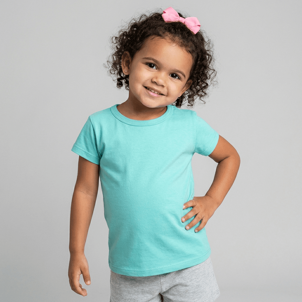 Sky Blue Cotton T-Shirt for Girls - Soft & Trendy Tees for Kids - Teestra