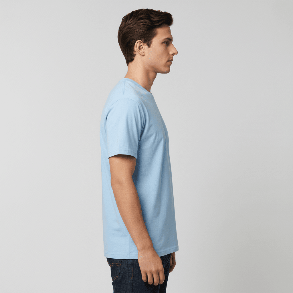 Sky Blue Plain Round Neck Tshirt - Teestra