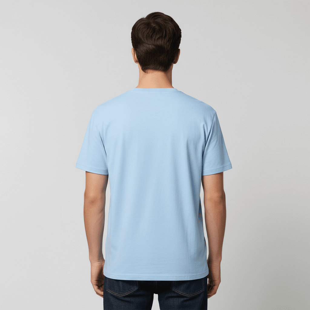 Sky Blue Plain Round Neck Tshirt - Teestra