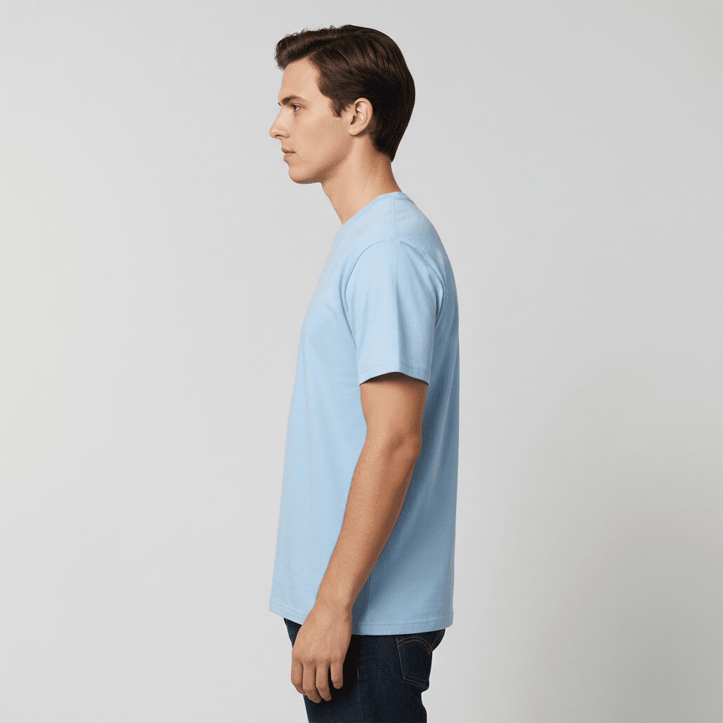 Sky Blue Plain Round Neck Tshirt - Teestra