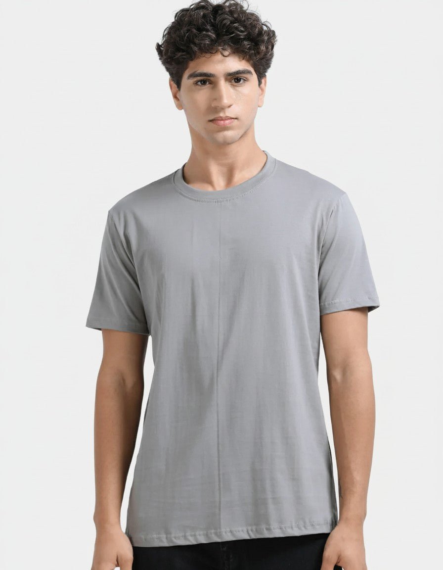 Space Grey Plain Round Neck Tshirt - Teestra