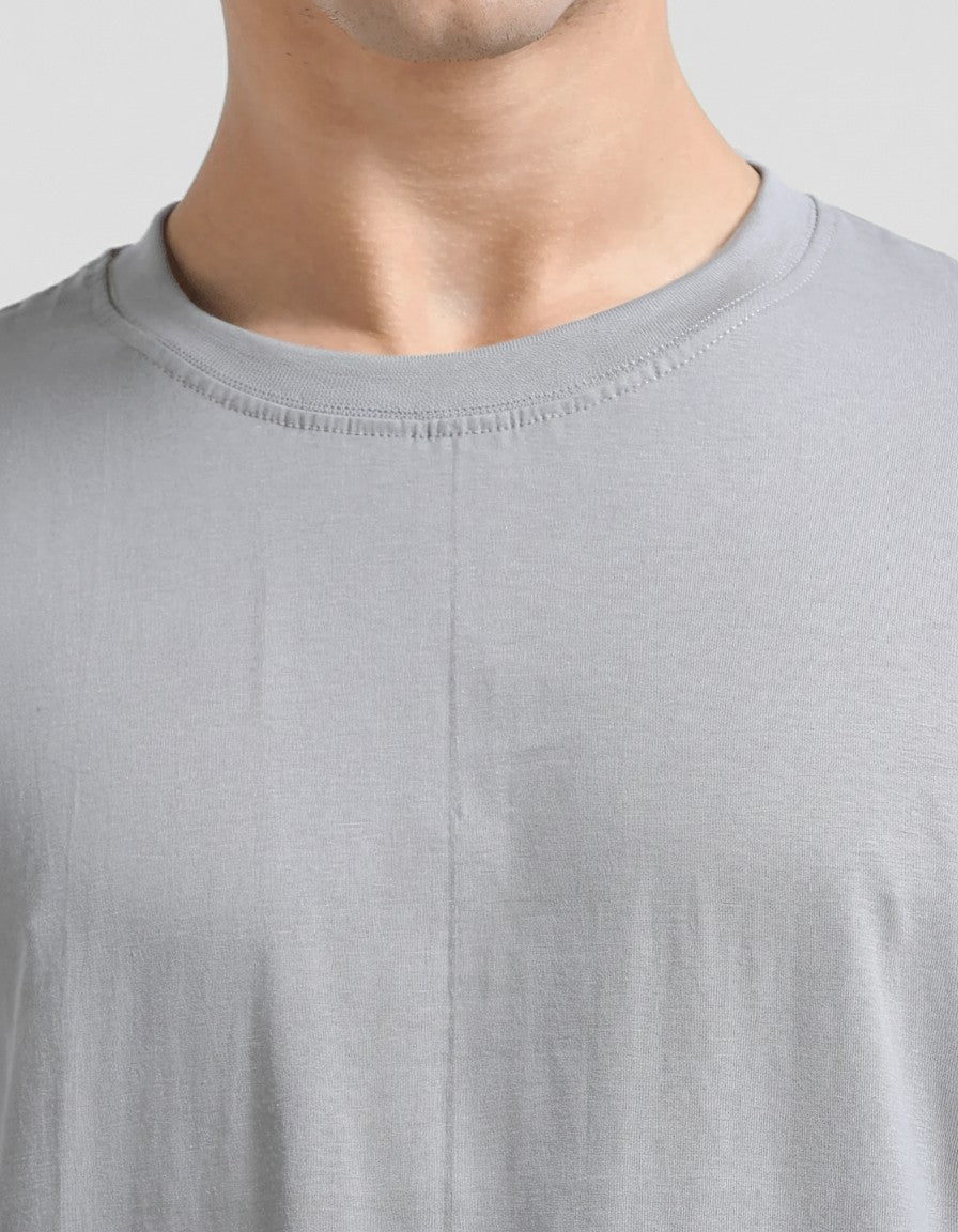 Space Grey Plain Round Neck Tshirt - Teestra