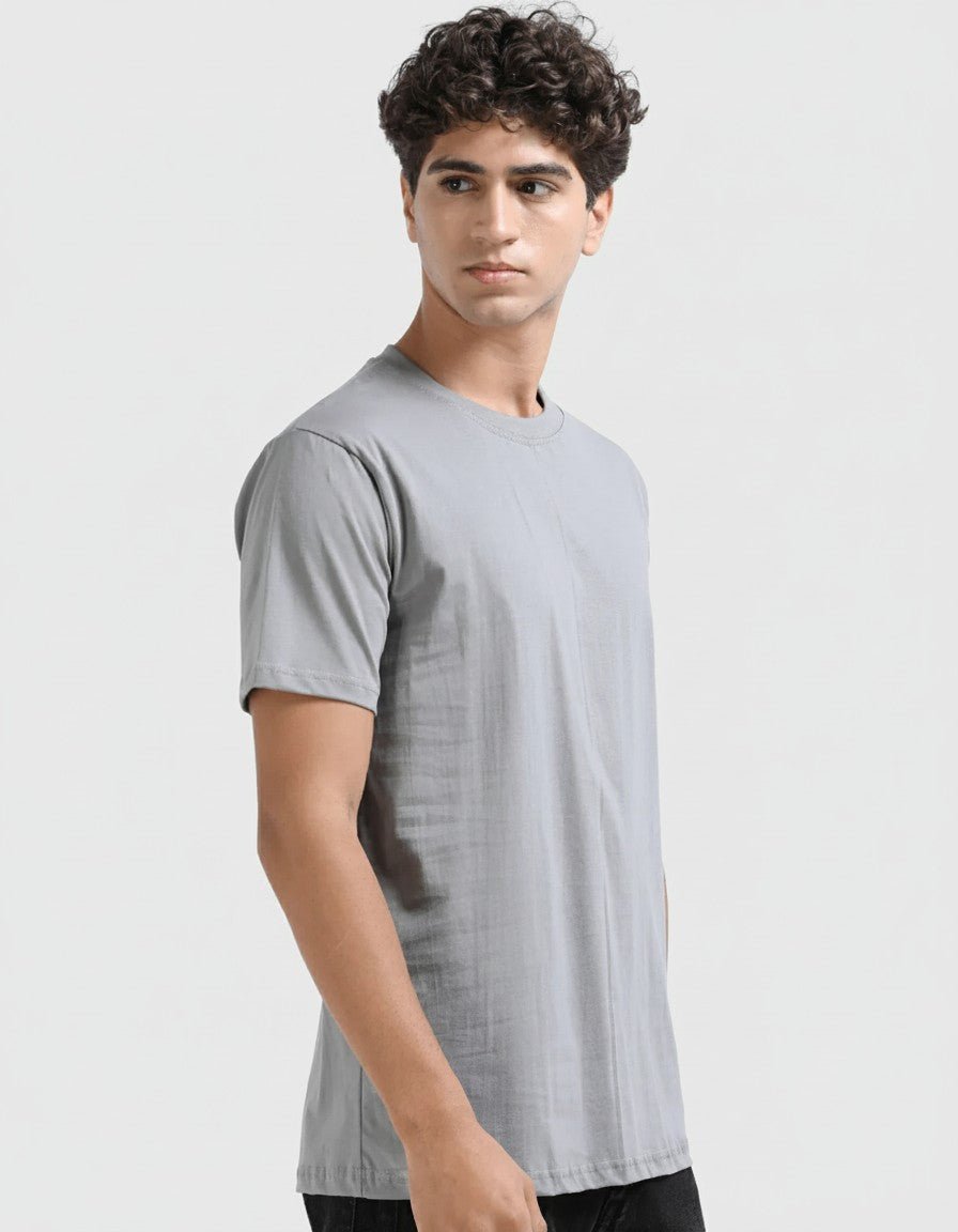 Space Grey Plain Round Neck Tshirt - Teestra