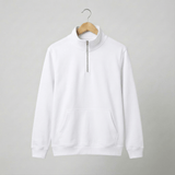 White Half Zipper Fleece Jacket - Teestra