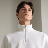 White Half Zipper Fleece Jacket - Teestra