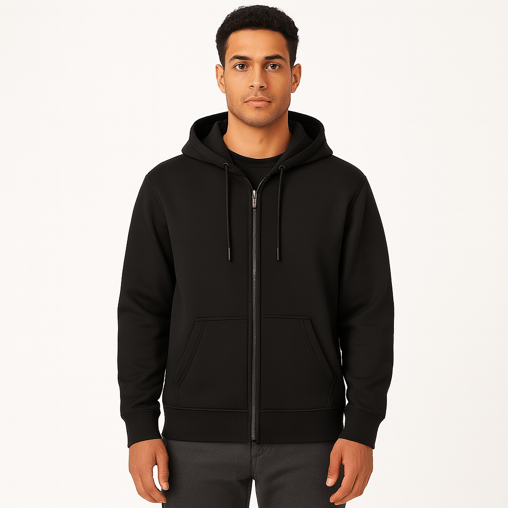 ZIPPERED HOODIE | BLACK - Teestra