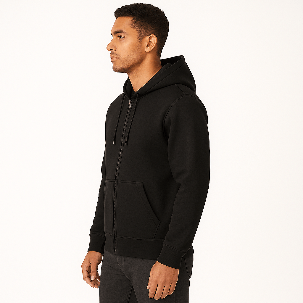 ZIPPERED HOODIE | BLACK - Teestra