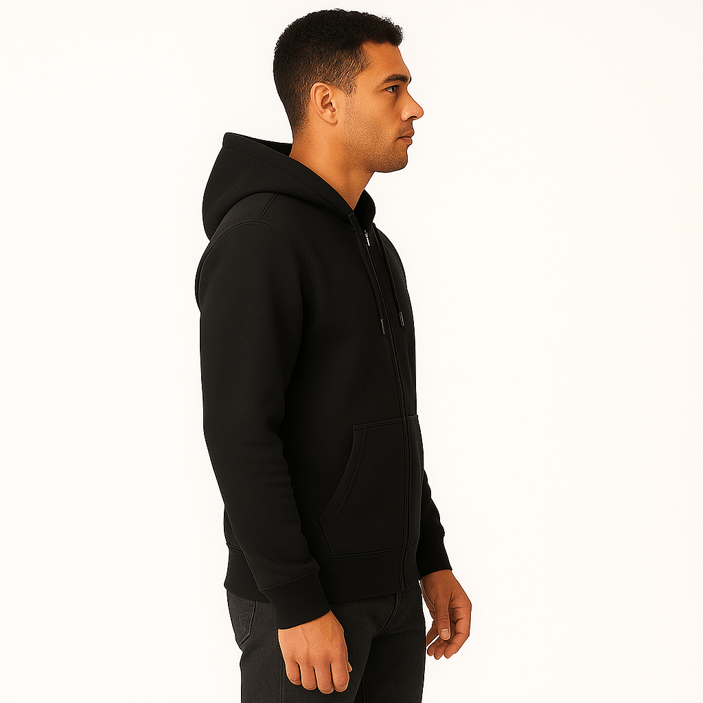 ZIPPERED HOODIE | BLACK - Teestra