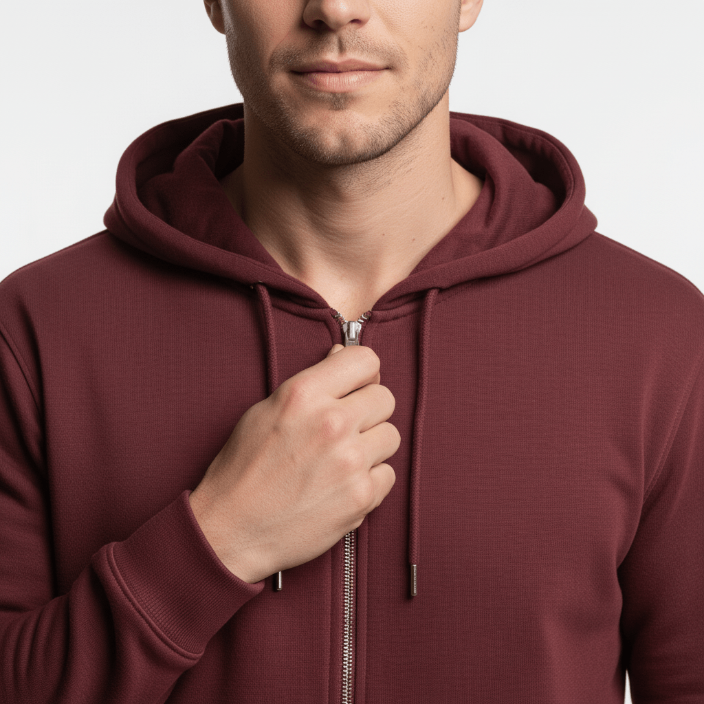 Zippered Hoodie | Burgundy - Teestra