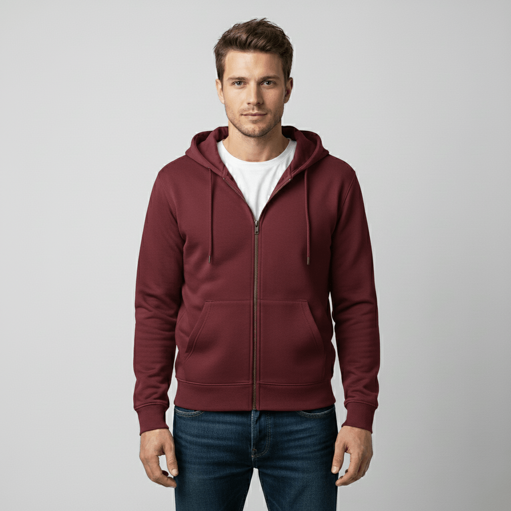 Zippered Hoodie | Burgundy - Teestra