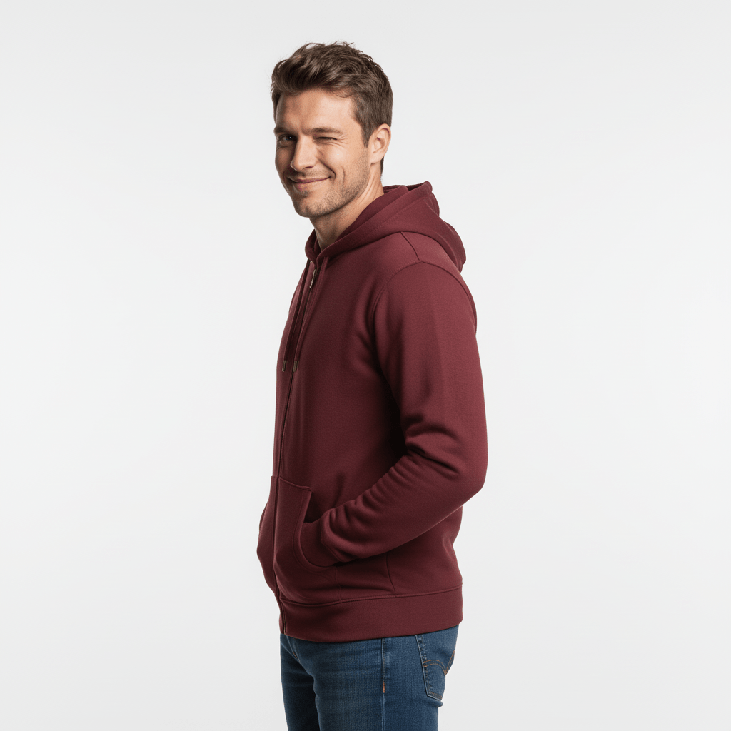 Zippered Hoodie | Burgundy - Teestra