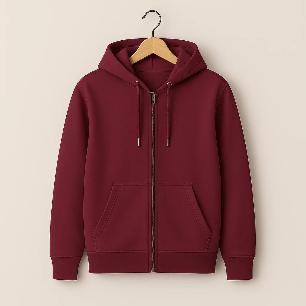 Zippered Hoodie | Burgundy - Teestra