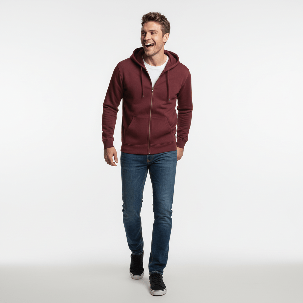 Zippered Hoodie | Burgundy - Teestra