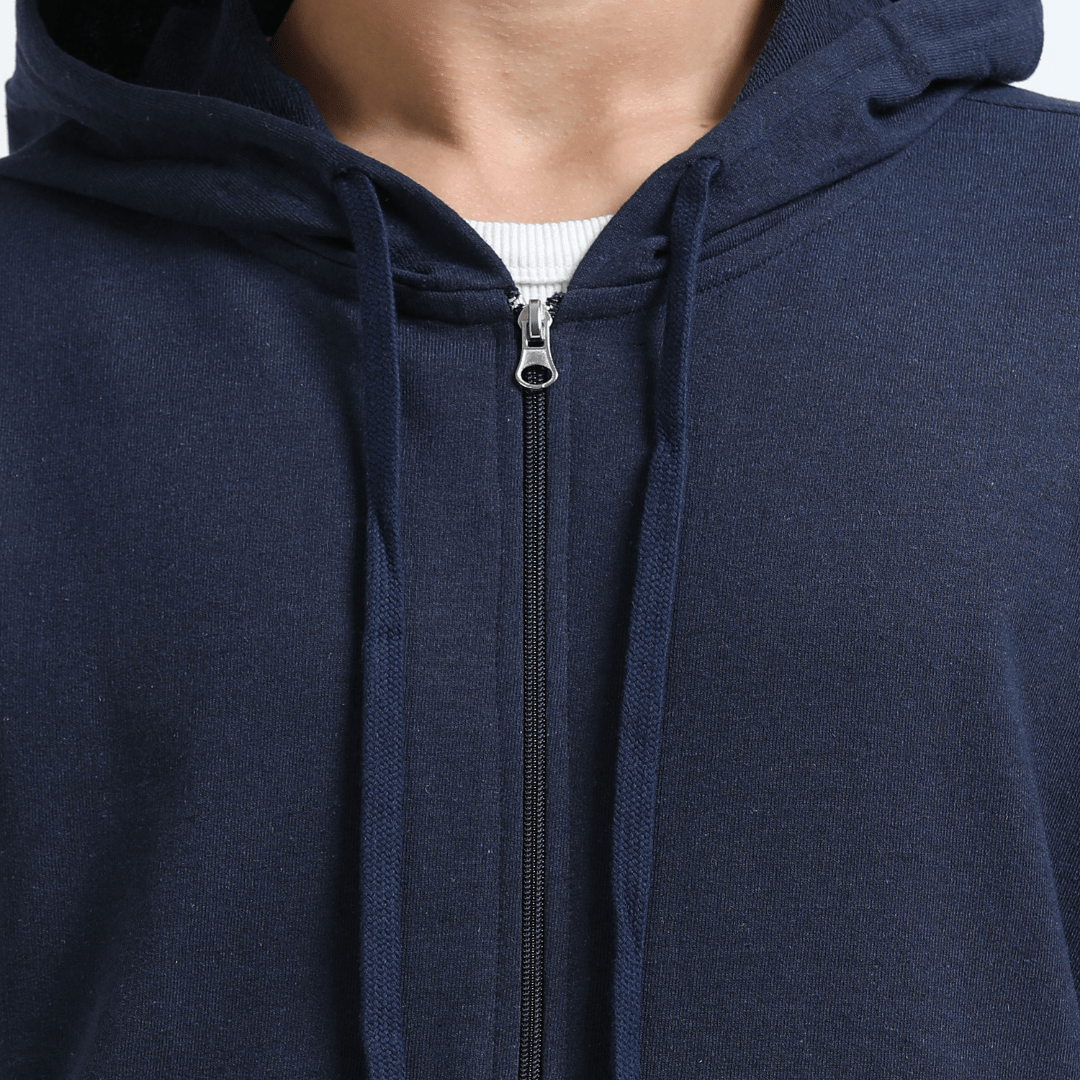 ZIPPERED HOODIE | NAVY - Teestra