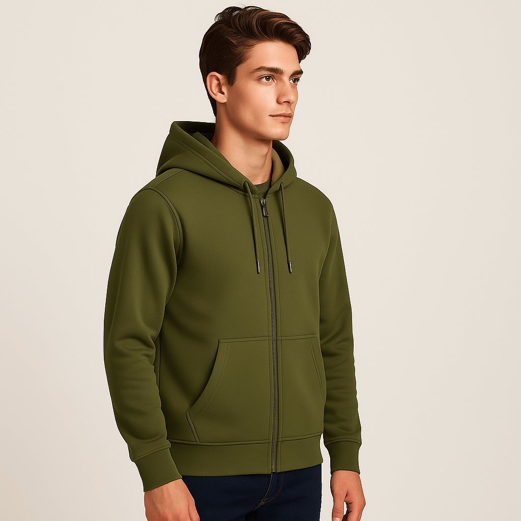 ZIPPERED HOODIE | OLIVE - Teestra