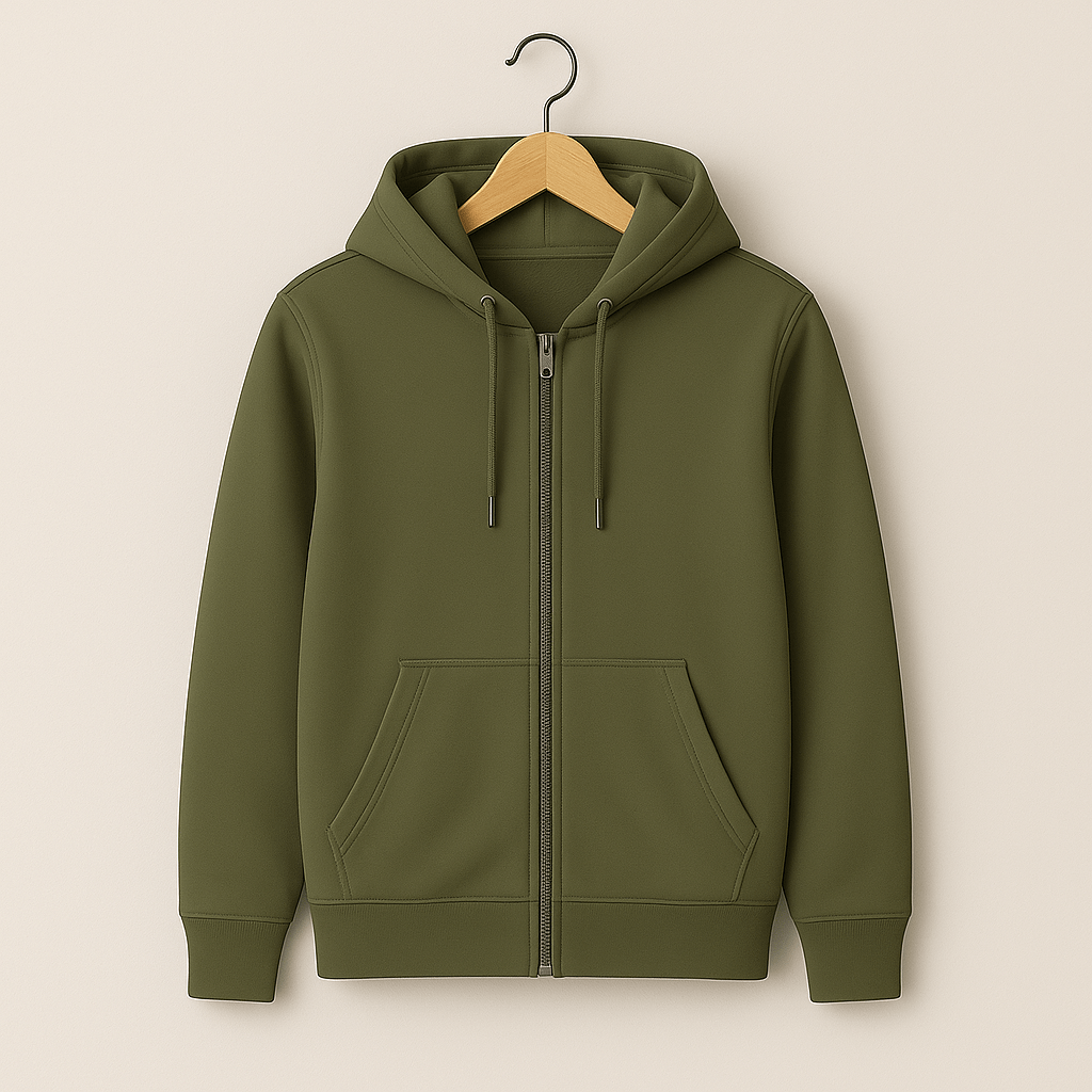 ZIPPERED HOODIE | OLIVE - Teestra