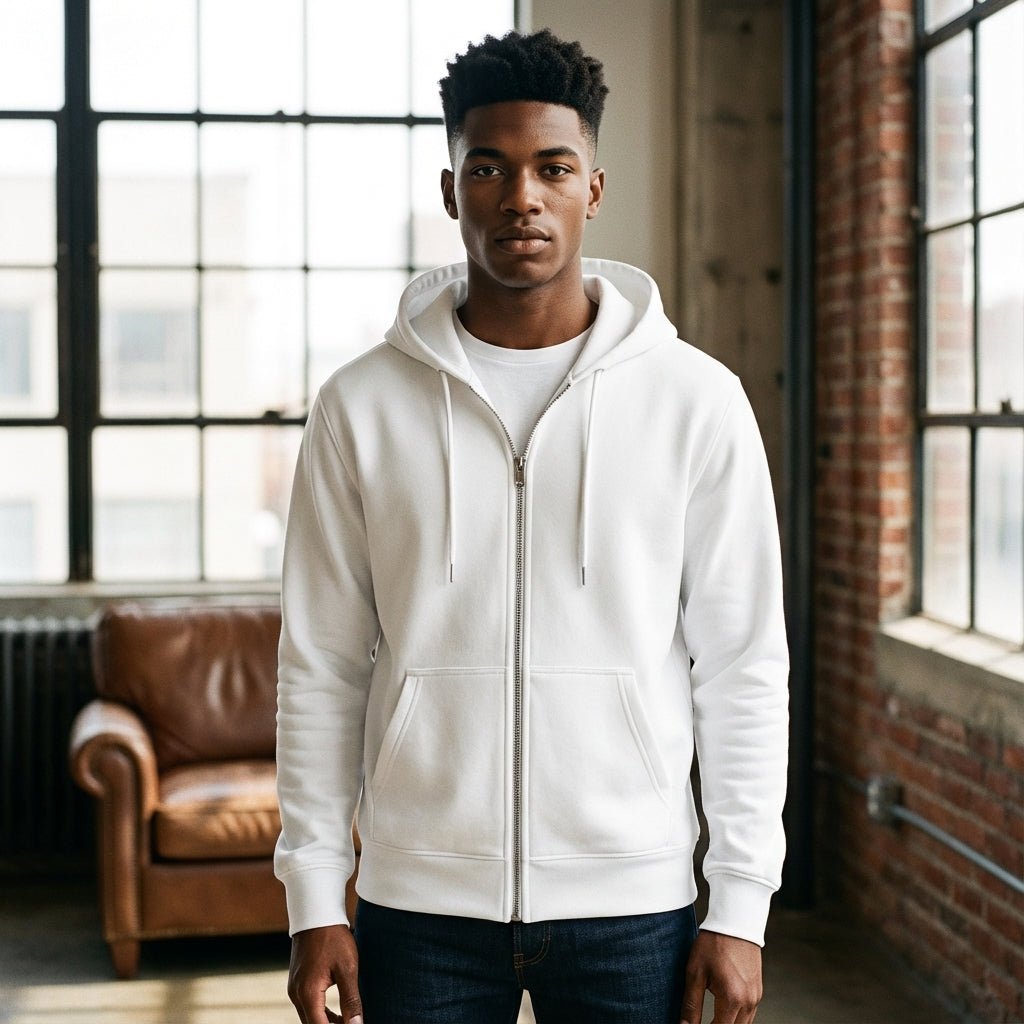 Zippered Hoodie | White - Teestra