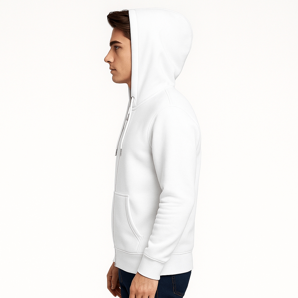 ZIPPERED HOODIE | WHITE - Teestra