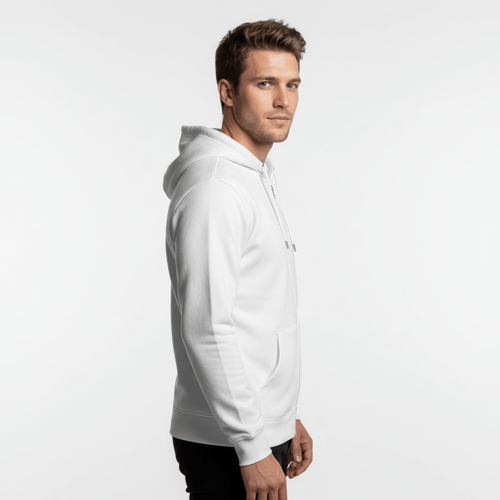 Zippered Hoodie | White - Teestra